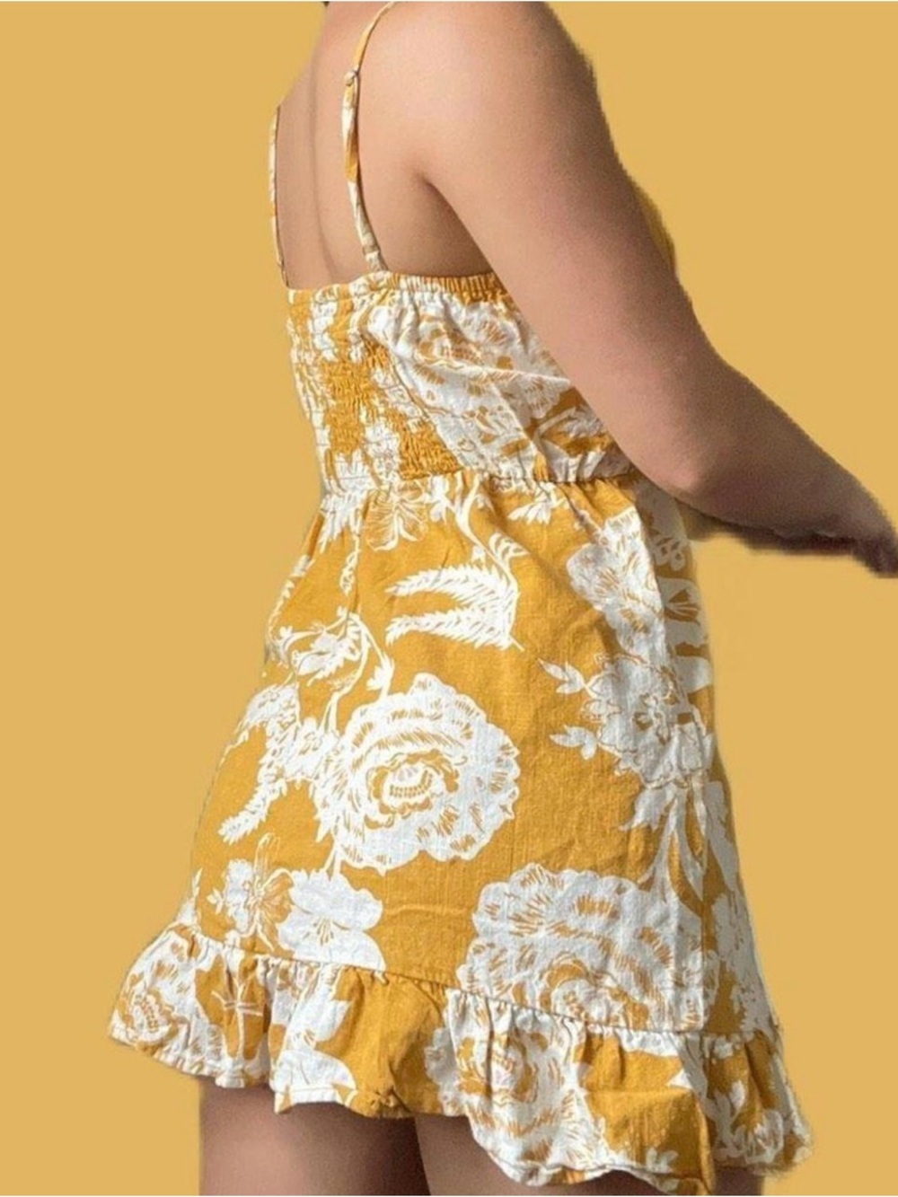 wild fable Yellow and White Floral Ruffle Sundress